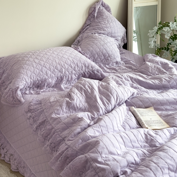 91家纺网 家纺一手货源 找家纺 上喜 2025新款六代砂洗床盖三件套+多功能夏被 芋泥紫