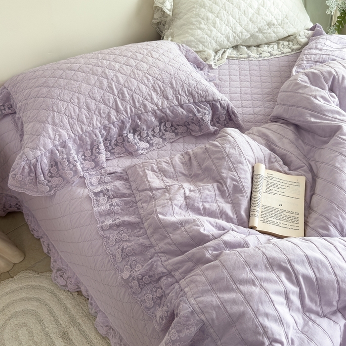 91家纺网 家纺一手货源 找家纺 上喜 2025新款六代砂洗床盖三件套+多功能夏被 芋泥紫