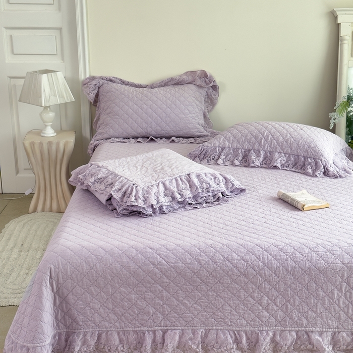 91家纺网 家纺一手货源 找家纺 上喜 2025新款六代砂洗床盖三件套+多功能夏被 芋泥紫