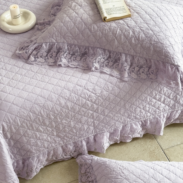 91家纺网 家纺一手货源 找家纺 上喜 2025新款六代砂洗床盖三件套+多功能夏被 芋泥紫
