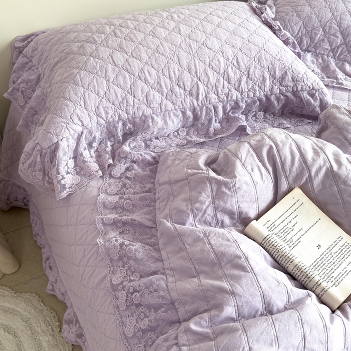 91家纺网 家纺一手货源 找家纺 上喜 2025新款六代砂洗床盖三件套+多功能夏被 芋泥紫