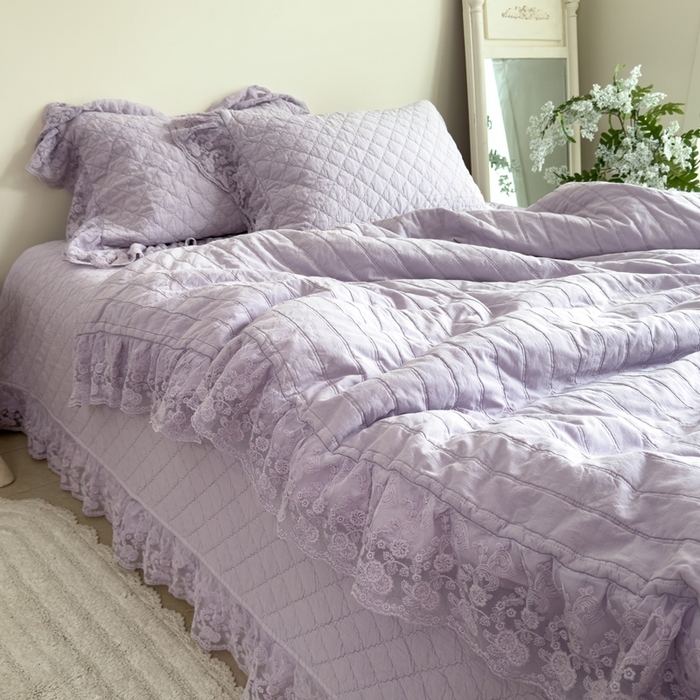 91家纺网 家纺一手货源 找家纺 上喜 2025新款六代砂洗床盖三件套+多功能夏被 芋泥紫