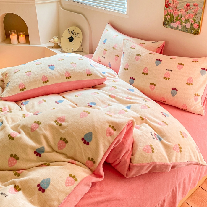 91家纺网 家纺一手货源 找家纺 斯卡诺家纺 2025小清新加厚高克重牛奶绒四件套网红直播爆款 萝卜