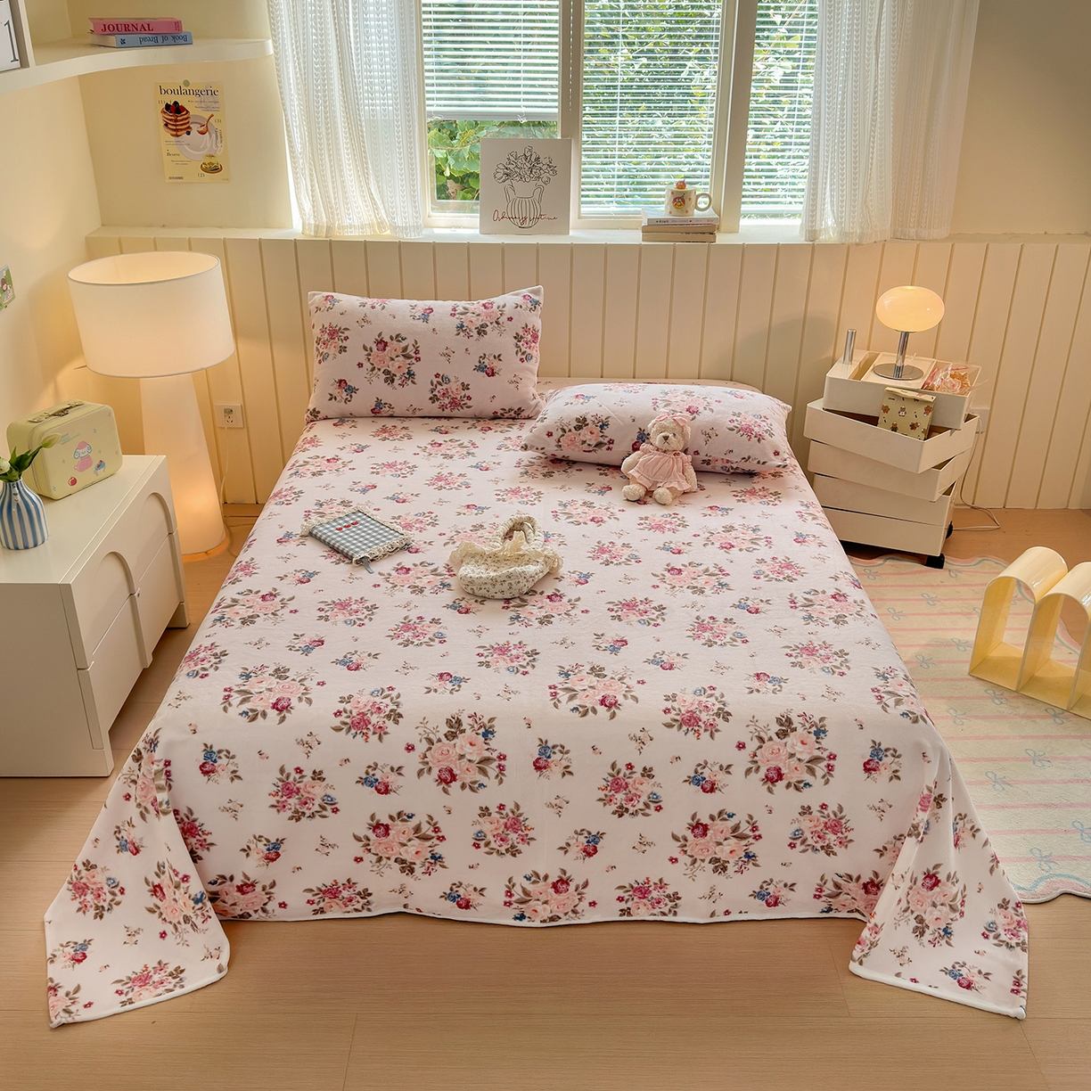 91家纺网 家纺一手货源 找家纺 丽美人家纺 2025新款小版印花牛奶绒床单单床单床单单件 春风沐歌