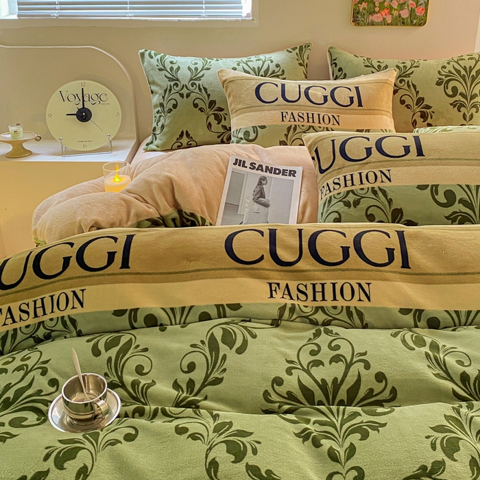 91家纺网 家纺一手货源 找家纺 斯卡诺家纺 2025小清新加厚高克重牛奶绒四件套网红直播爆款 绿野仙踪