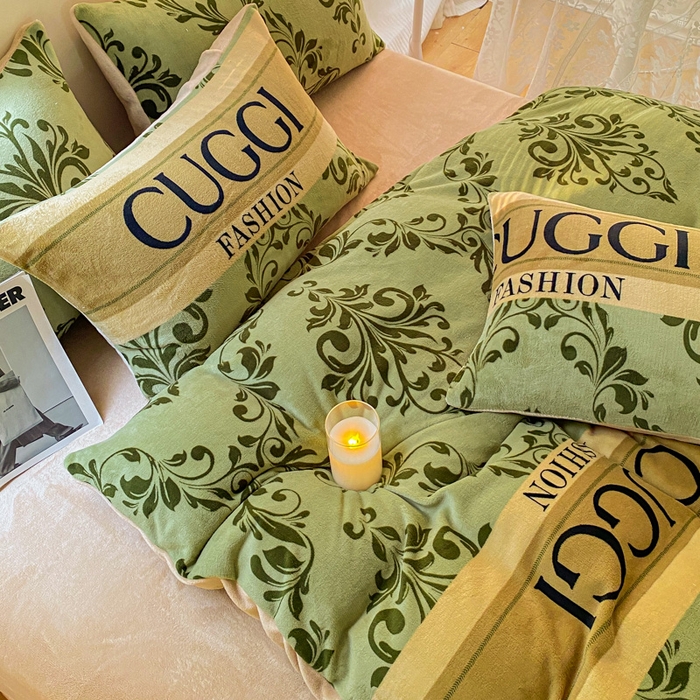 91家纺网 家纺一手货源 找家纺 斯卡诺家纺 2025小清新加厚高克重牛奶绒四件套网红直播爆款 绿野仙踪