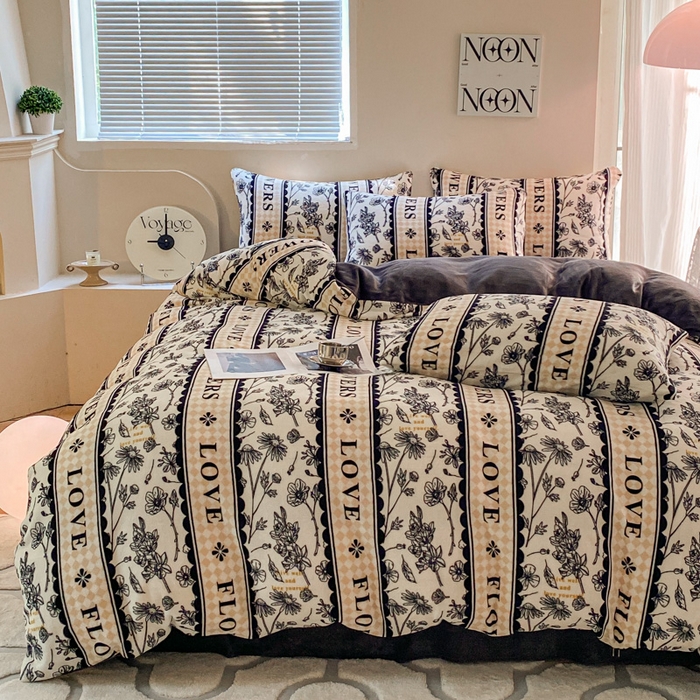 91家纺网 家纺一手货源 找家纺 斯卡诺家纺 2025小清新加厚高克重牛奶绒四件套网红直播爆款 魅影