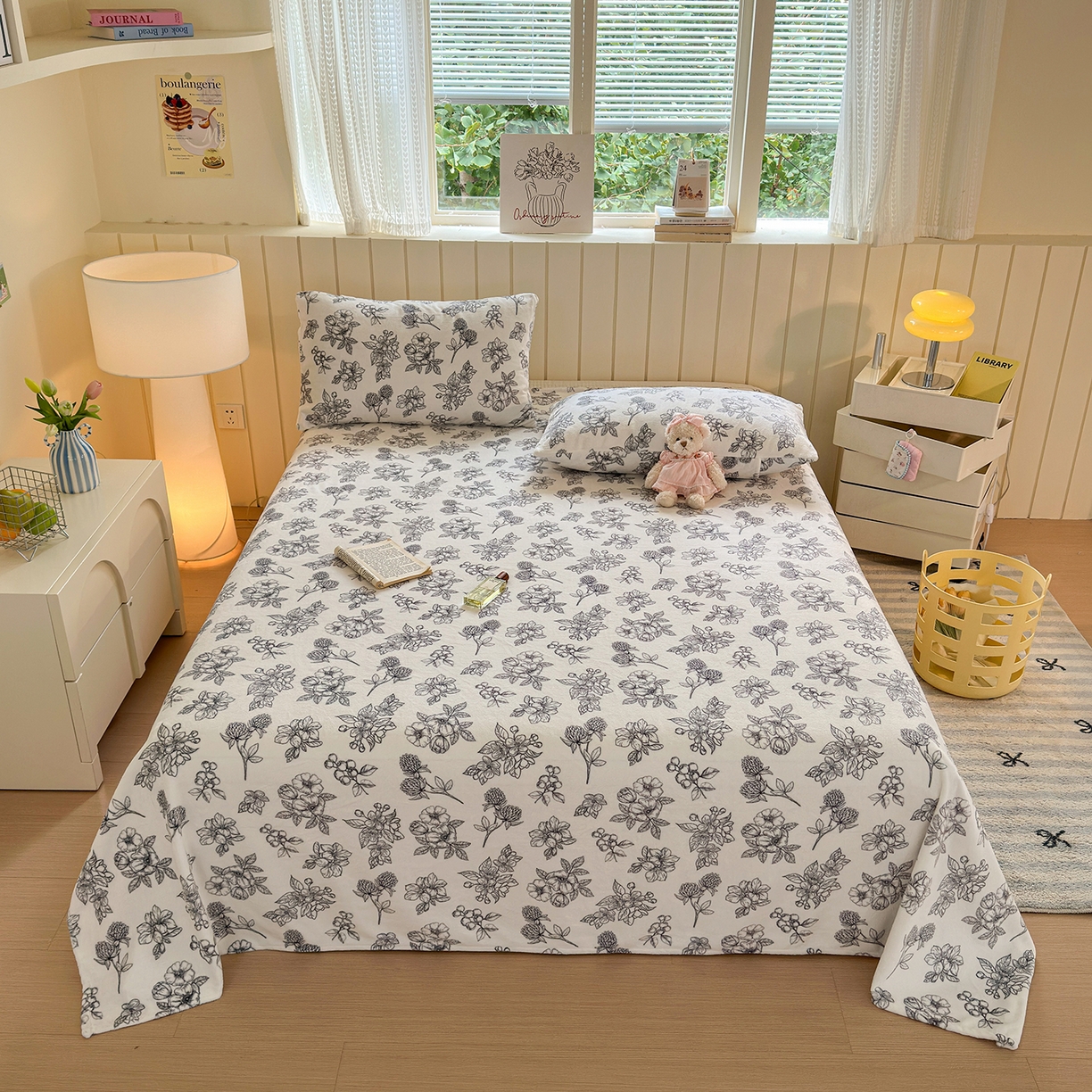 91家纺网 家纺一手货源 找家纺 丽美人家纺 2025新款小版印花牛奶绒床单单床单床单单件 复古山茶