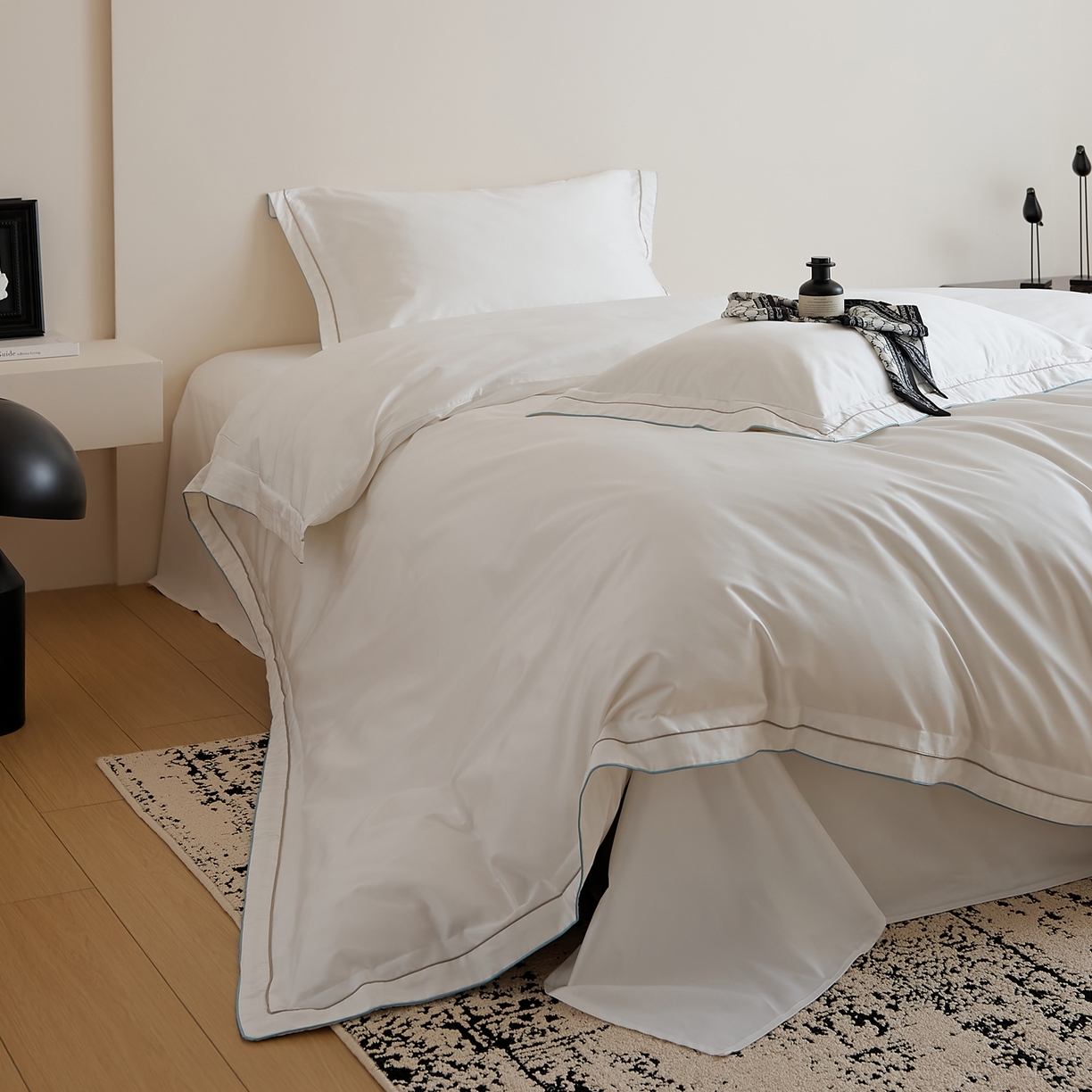 91家纺网 家纺一手货源 找家纺 EH家居 2025新款秋冬长绒棉全棉纯棉四件套-云锦 云锦-云白