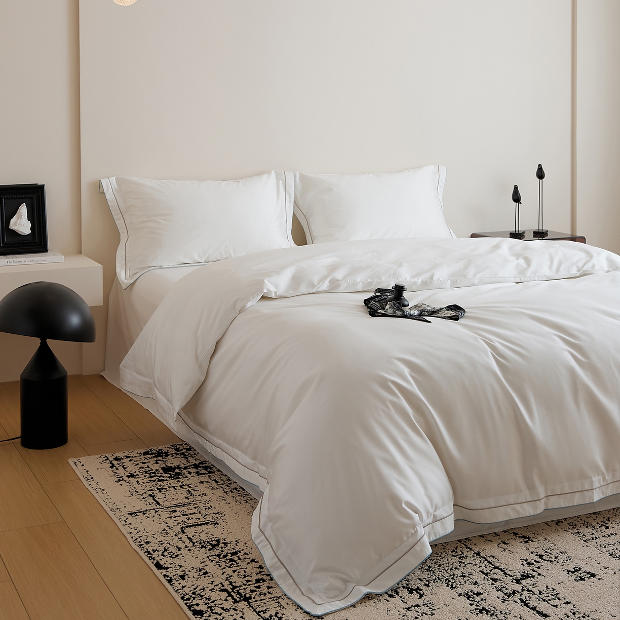 91家纺网 家纺一手货源 找家纺 EH家居 2025新款秋冬长绒棉全棉纯棉四件套-云锦 云锦-云白