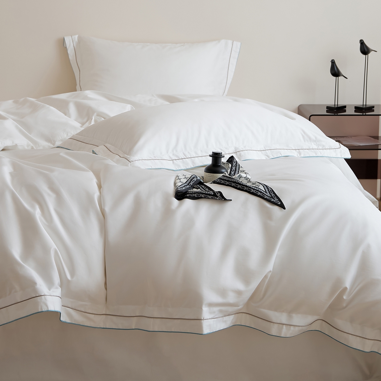 91家纺网 家纺一手货源 找家纺 EH家居 2025新款秋冬长绒棉全棉纯棉四件套-云锦 云锦-云白