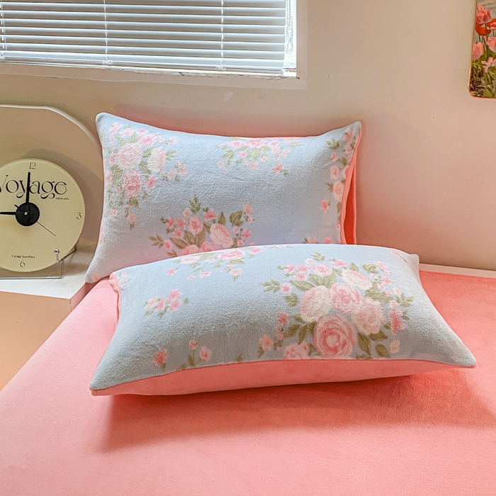 91家纺网 家纺一手货源 找家纺 斯卡诺家纺 2025小清新加厚高克重牛奶绒四件套网红直播爆款 牡丹花