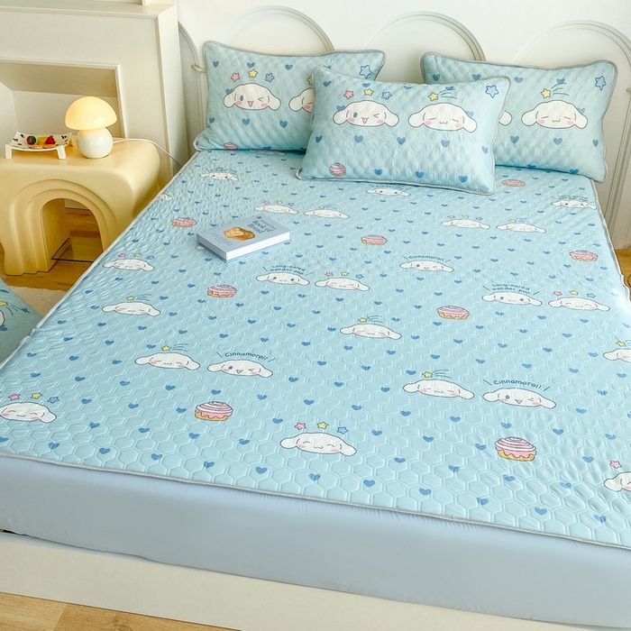 91家纺网 家纺一手货源 找家纺 一电 2025新款牛奶丝凉席床笠可水洗凉感丝凉席学生宿舍单人裸睡空调席-系列一 星空玉桂狗