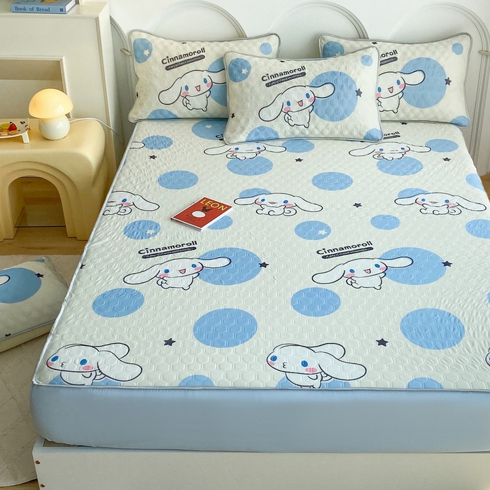 91家纺网 家纺一手货源 找家纺 一电 2025新款牛奶丝凉席床笠可水洗凉感丝凉席学生宿舍单人裸睡空调席-系列一 圈圈玉桂狗