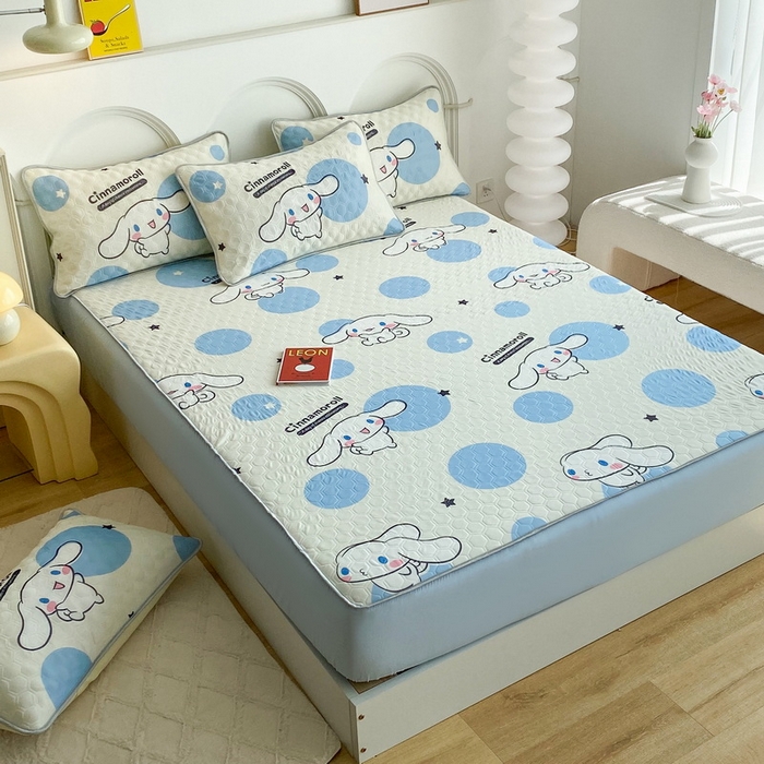 91家纺网 家纺一手货源 找家纺 一电 2025新款牛奶丝凉席床笠可水洗凉感丝凉席学生宿舍单人裸睡空调席-系列一 圈圈玉桂狗