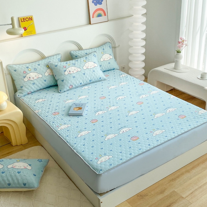 91家纺网 家纺一手货源 找家纺 一电 2025新款牛奶丝凉席床笠可水洗凉感丝凉席学生宿舍单人裸睡空调席-系列一 星空玉桂狗