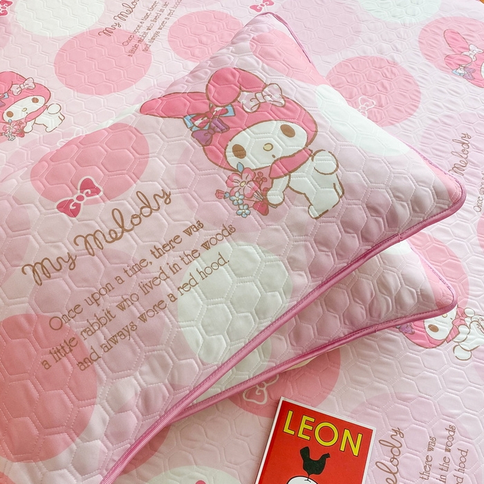 91家纺网 家纺一手货源 找家纺 一电 2025新款牛奶丝凉席床笠可水洗凉感丝凉席学生宿舍单人裸睡空调席-系列一 圈圈美乐蒂