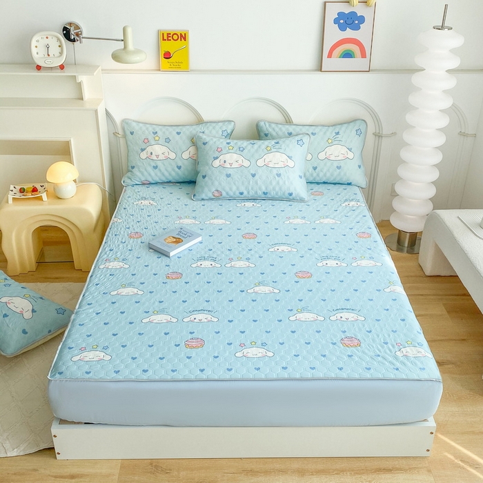 91家纺网 家纺一手货源 找家纺 一电 2025新款牛奶丝凉席床笠可水洗凉感丝凉席学生宿舍单人裸睡空调席-系列一 星空玉桂狗