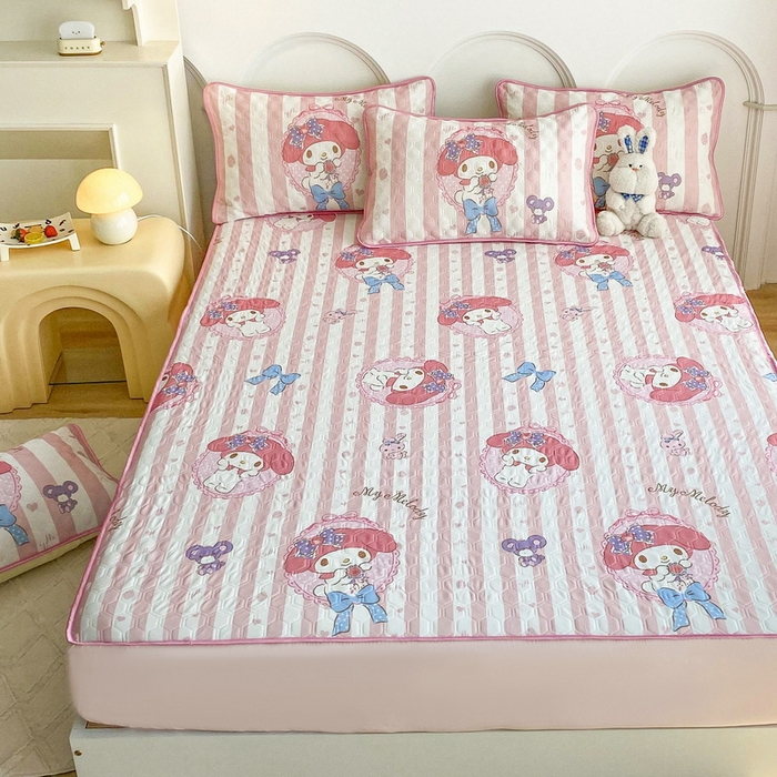 91家纺网 家纺一手货源 找家纺 一电 2025新款牛奶丝凉席床笠可水洗凉感丝凉席学生宿舍单人裸睡空调席-系列一 田园美乐蒂