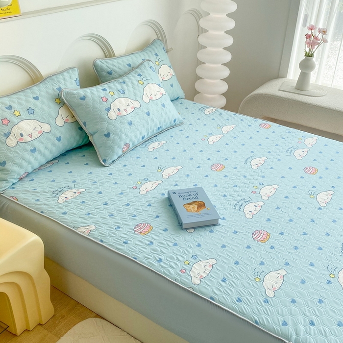 91家纺网 家纺一手货源 找家纺 一电 2025新款牛奶丝凉席床笠可水洗凉感丝凉席学生宿舍单人裸睡空调席-系列一 星空玉桂狗