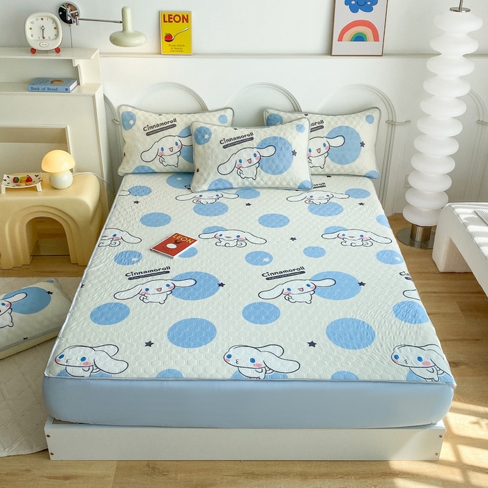 91家纺网 家纺一手货源 找家纺 一电 2025新款牛奶丝凉席床笠可水洗凉感丝凉席学生宿舍单人裸睡空调席-系列一 圈圈玉桂狗