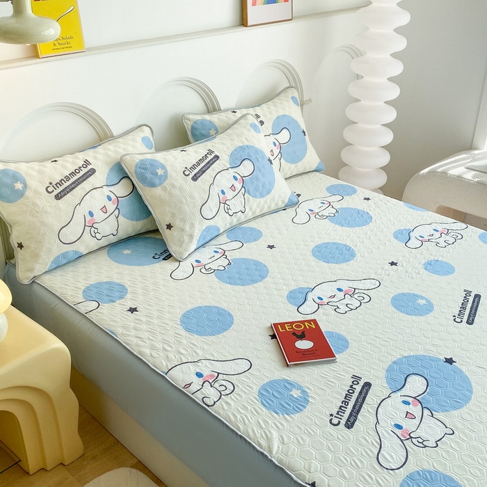 91家纺网 家纺一手货源 找家纺 一电 2025新款牛奶丝凉席床笠可水洗凉感丝凉席学生宿舍单人裸睡空调席-系列一 圈圈玉桂狗