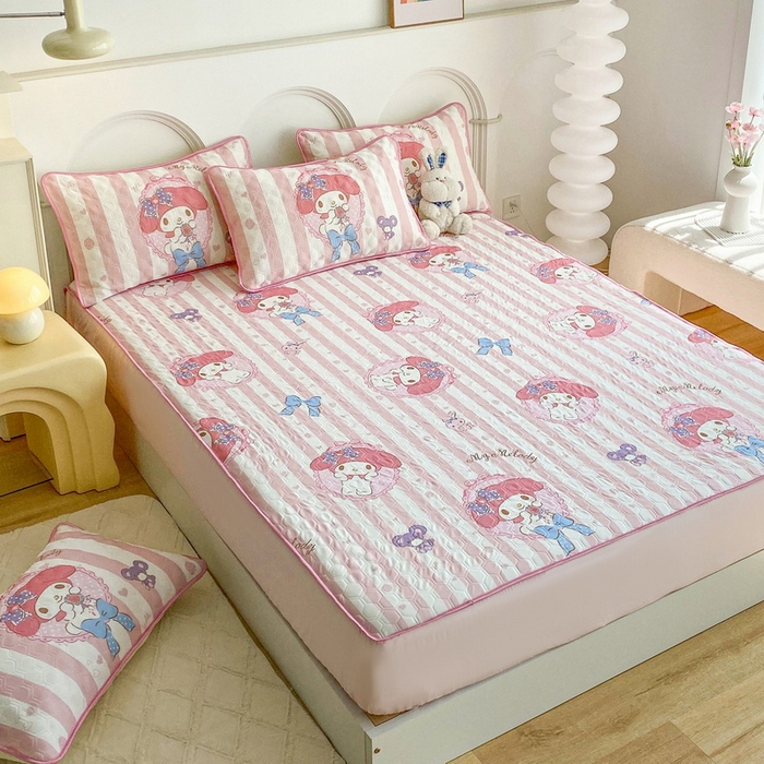 91家纺网 家纺一手货源 找家纺 一电 2025新款牛奶丝凉席床笠可水洗凉感丝凉席学生宿舍单人裸睡空调席-系列一 田园美乐蒂