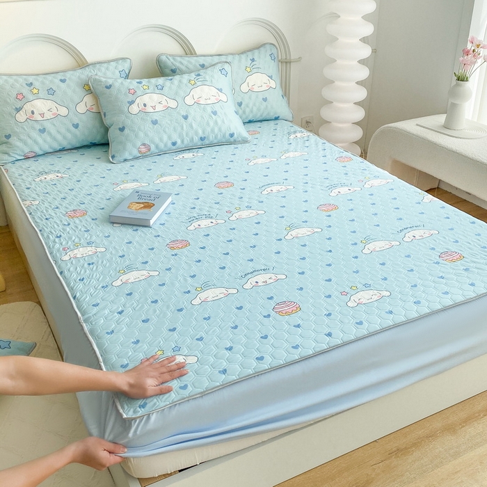 91家纺网 家纺一手货源 找家纺 一电 2025新款牛奶丝凉席床笠可水洗凉感丝凉席学生宿舍单人裸睡空调席-系列一 星空玉桂狗