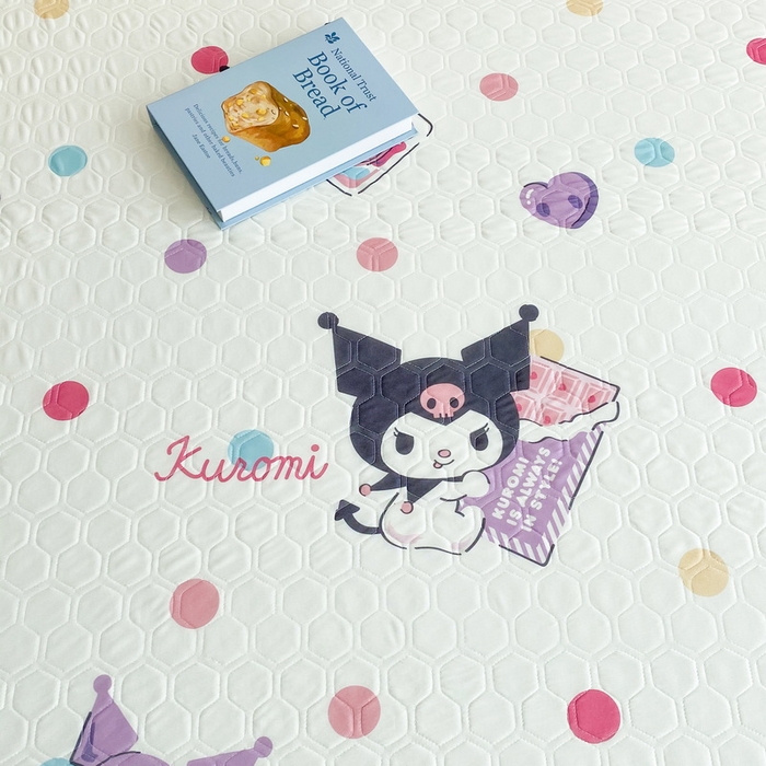 91家纺网 家纺一手货源 找家纺 一电 2025新款牛奶丝凉席床笠可水洗凉感丝凉席学生宿舍单人裸睡空调席-系列一 波点库洛米