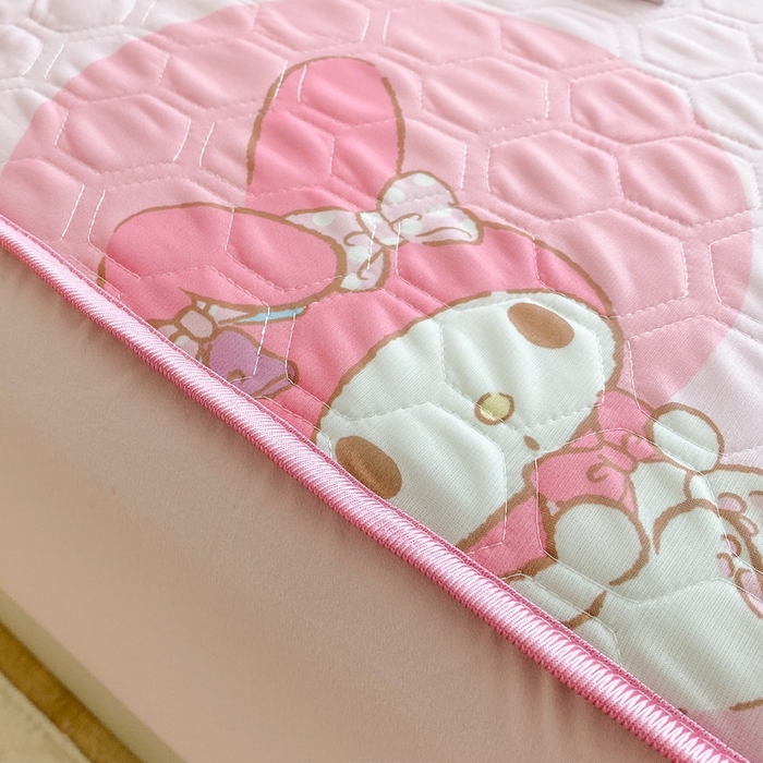 91家纺网 家纺一手货源 找家纺 一电 2025新款牛奶丝凉席床笠可水洗凉感丝凉席学生宿舍单人裸睡空调席-系列一 圈圈美乐蒂