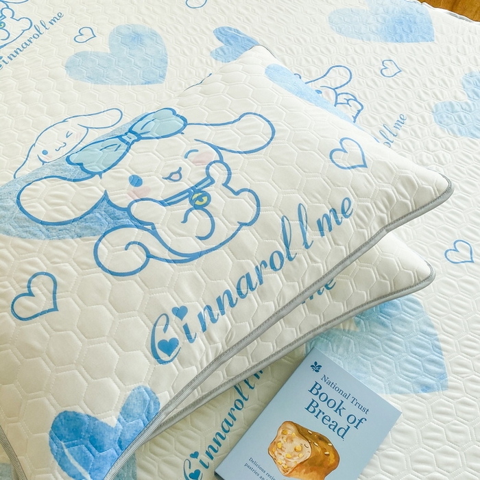 91家纺网 家纺一手货源 找家纺 一电 2025新款牛奶丝凉席床笠可水洗凉感丝凉席学生宿舍单人裸睡空调席-系列一 爱心玉桂狗