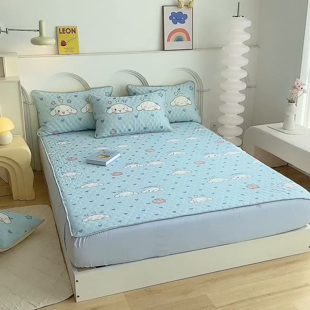 91家纺网 家纺一手货源 找家纺 一电 2025新款牛奶丝凉席床笠可水洗凉感丝凉席学生宿舍单人裸睡空调席-系列一 星空玉桂狗