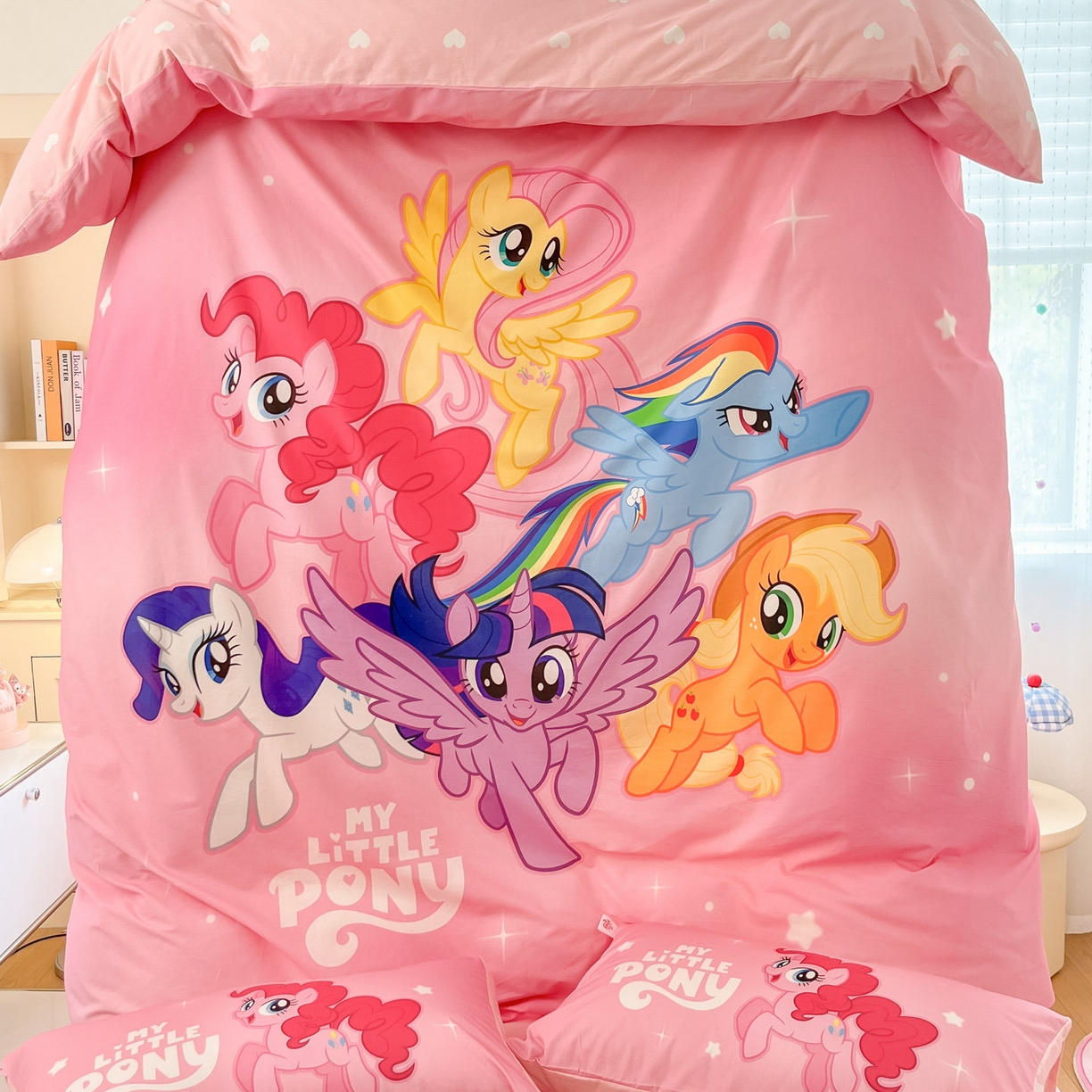 91家纺网 家纺一手货源 找家纺 （总）金爱家 2025新款纯棉大版数码印花系列四件套-小马宝莉