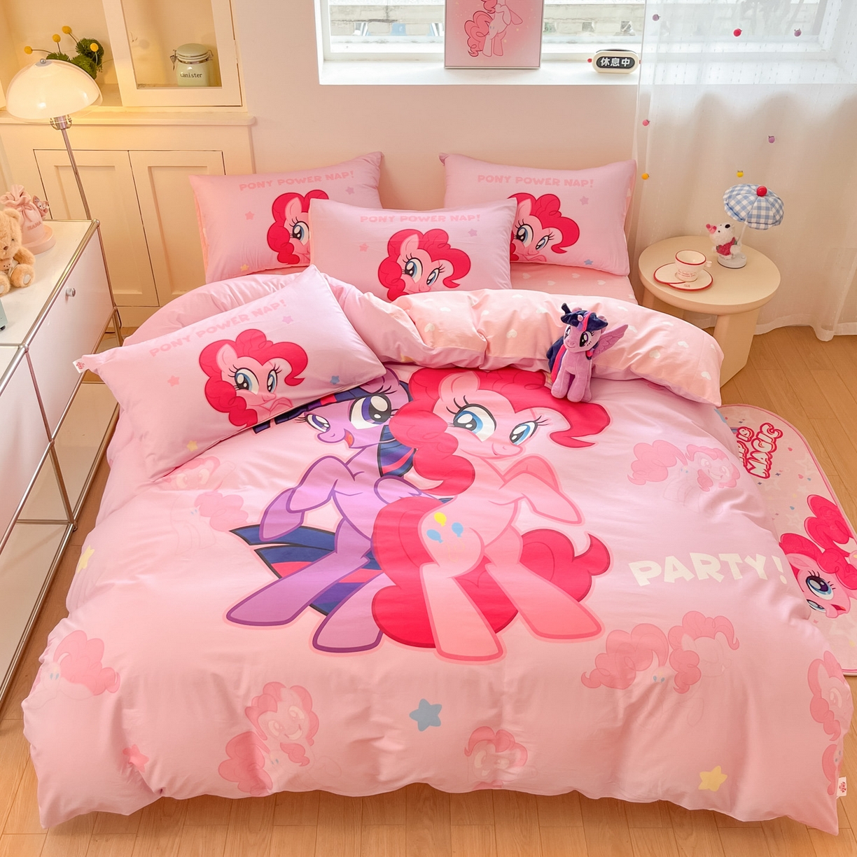 91家纺网 家纺一手货源 找家纺 （总）金爱家 2025新款纯棉大版数码印花系列四件套-小马宝莉