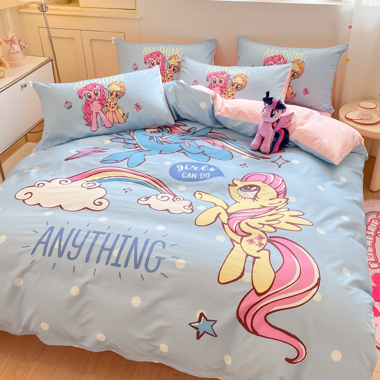 91家纺网 家纺一手货源 找家纺 金爱家 2025新款纯棉大版数码印花系列四件套-小马宝莉 纯棉大版-友谊的魔力