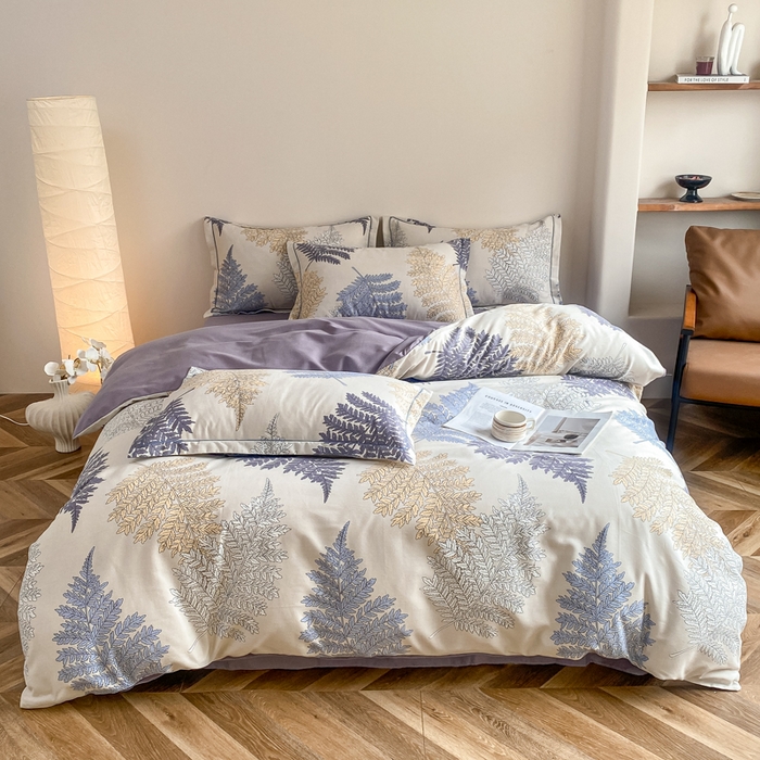 大吉  2025新款加厚活性喷气磨毛棉四件套被套床单床笠学生单人三件套 岸边蒲草