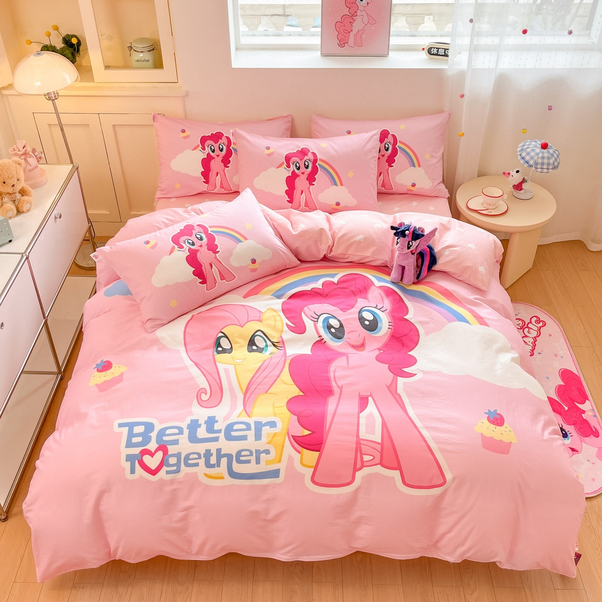 91家纺网 家纺一手货源 找家纺 （总）金爱家 2025新款纯棉大版数码印花系列四件套-小马宝莉