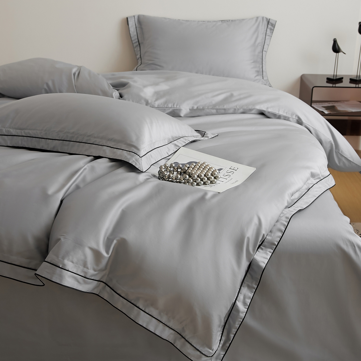 91家纺网 家纺一手货源 找家纺 EH家居 2025新款秋冬长绒棉全棉纯棉四件套-云锦 云锦-青石灰