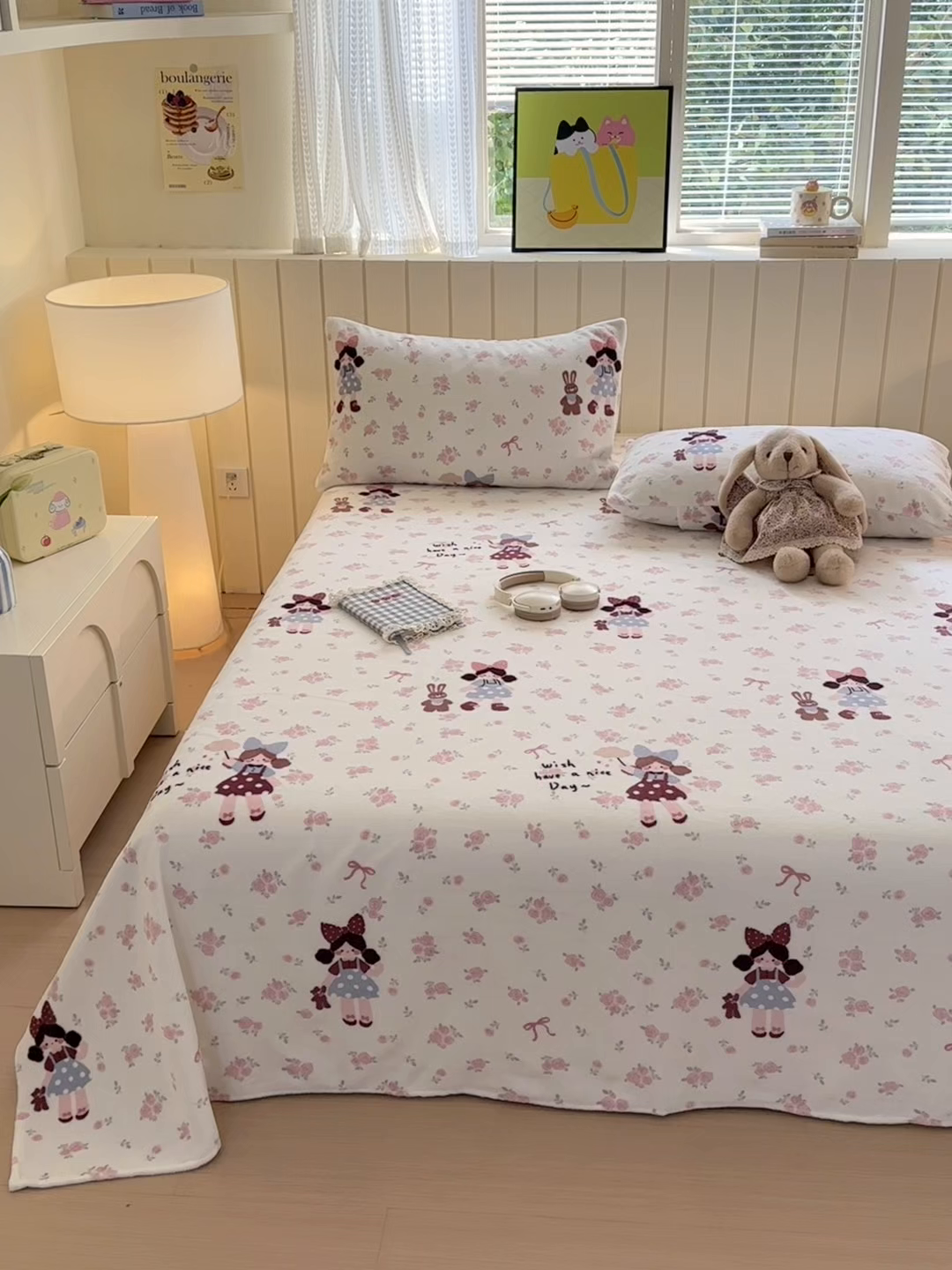 91家纺网 家纺一手货源 找家纺 丽美人家纺 2025新款小版印花牛奶绒床单单床单床单单件 玫瑰女孩