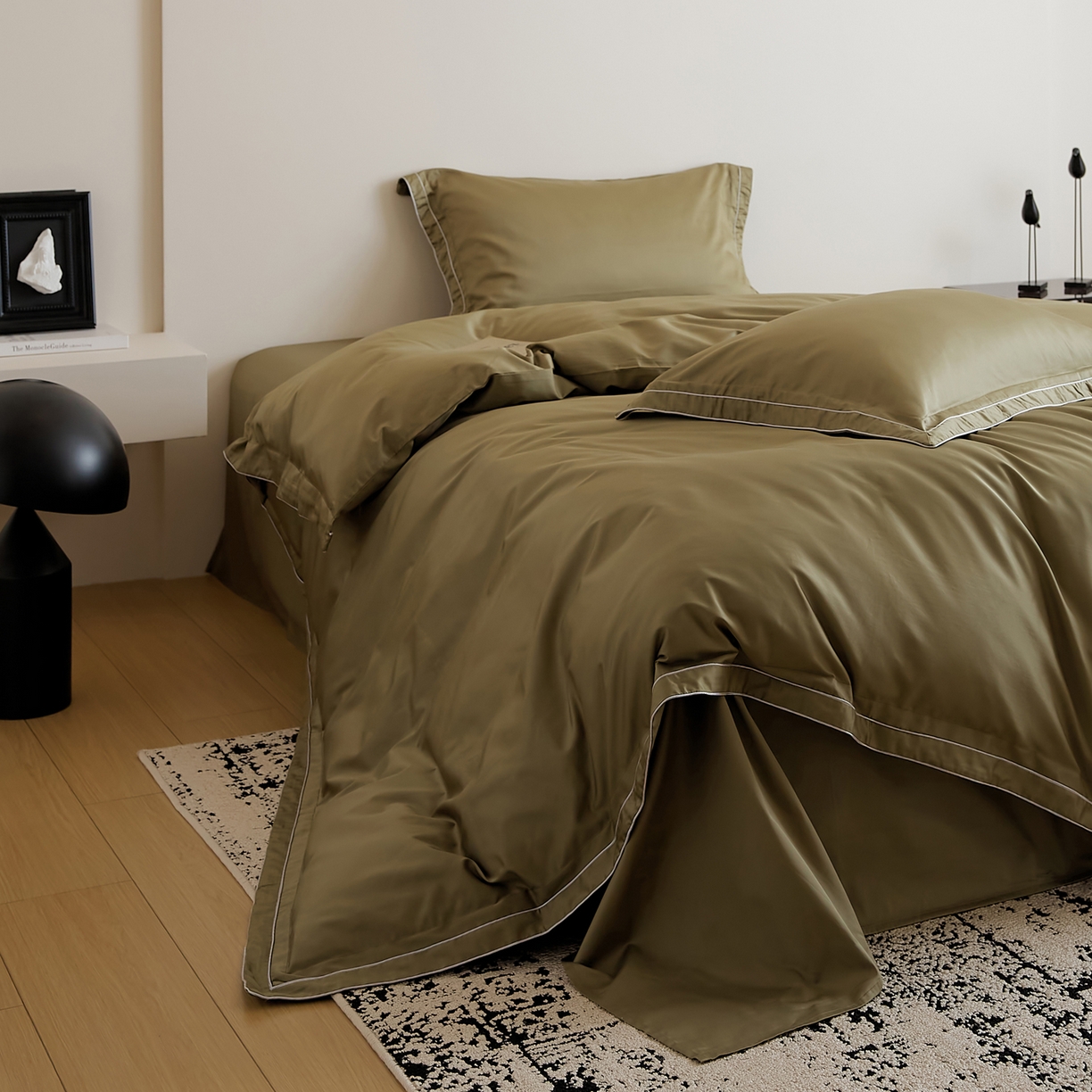 91家纺网 家纺一手货源 找家纺 EH家居 2025新款秋冬长绒棉全棉纯棉四件套-云锦 云锦-橄榄绿