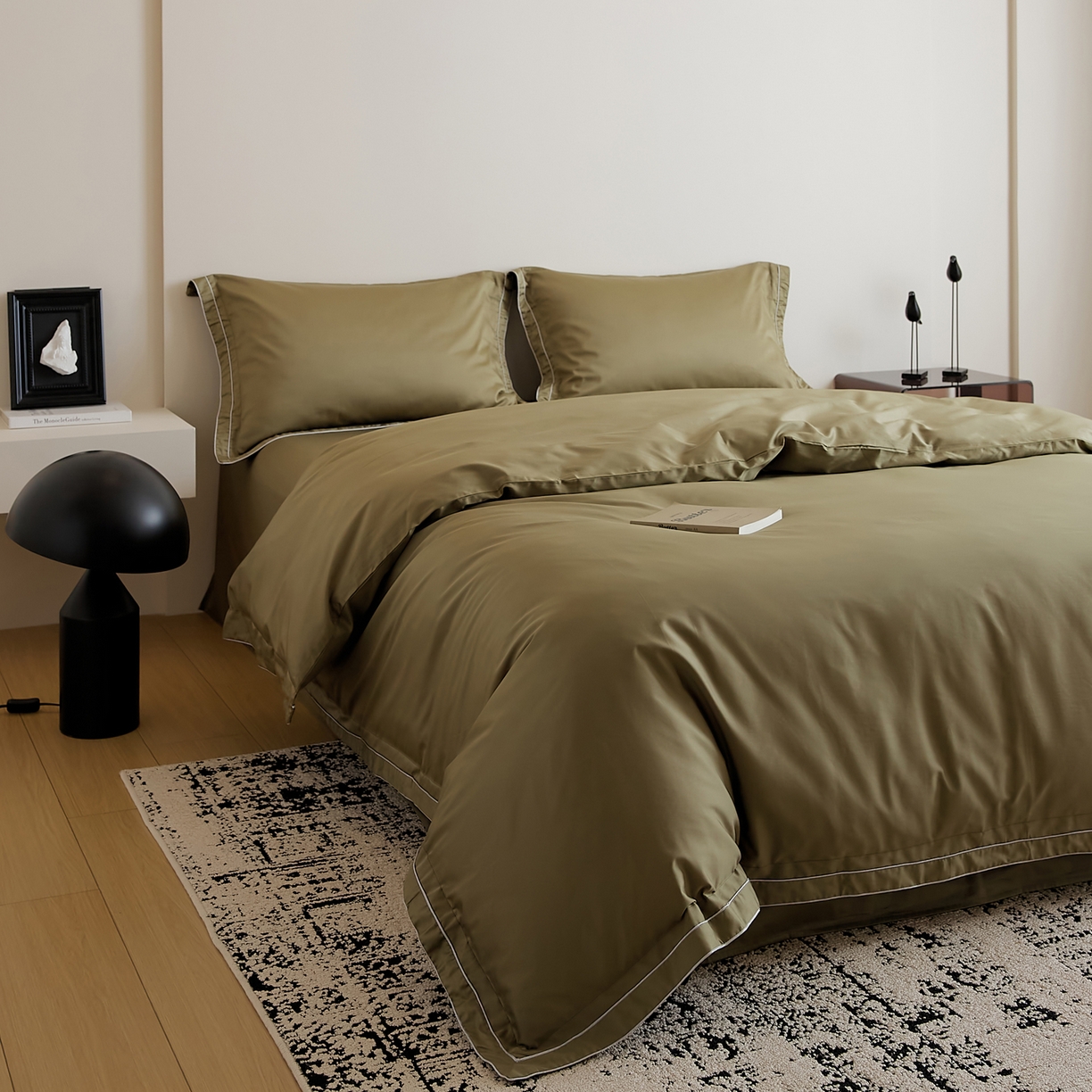 91家纺网 家纺一手货源 找家纺 EH家居 2025新款秋冬长绒棉全棉纯棉四件套-云锦 云锦-橄榄绿