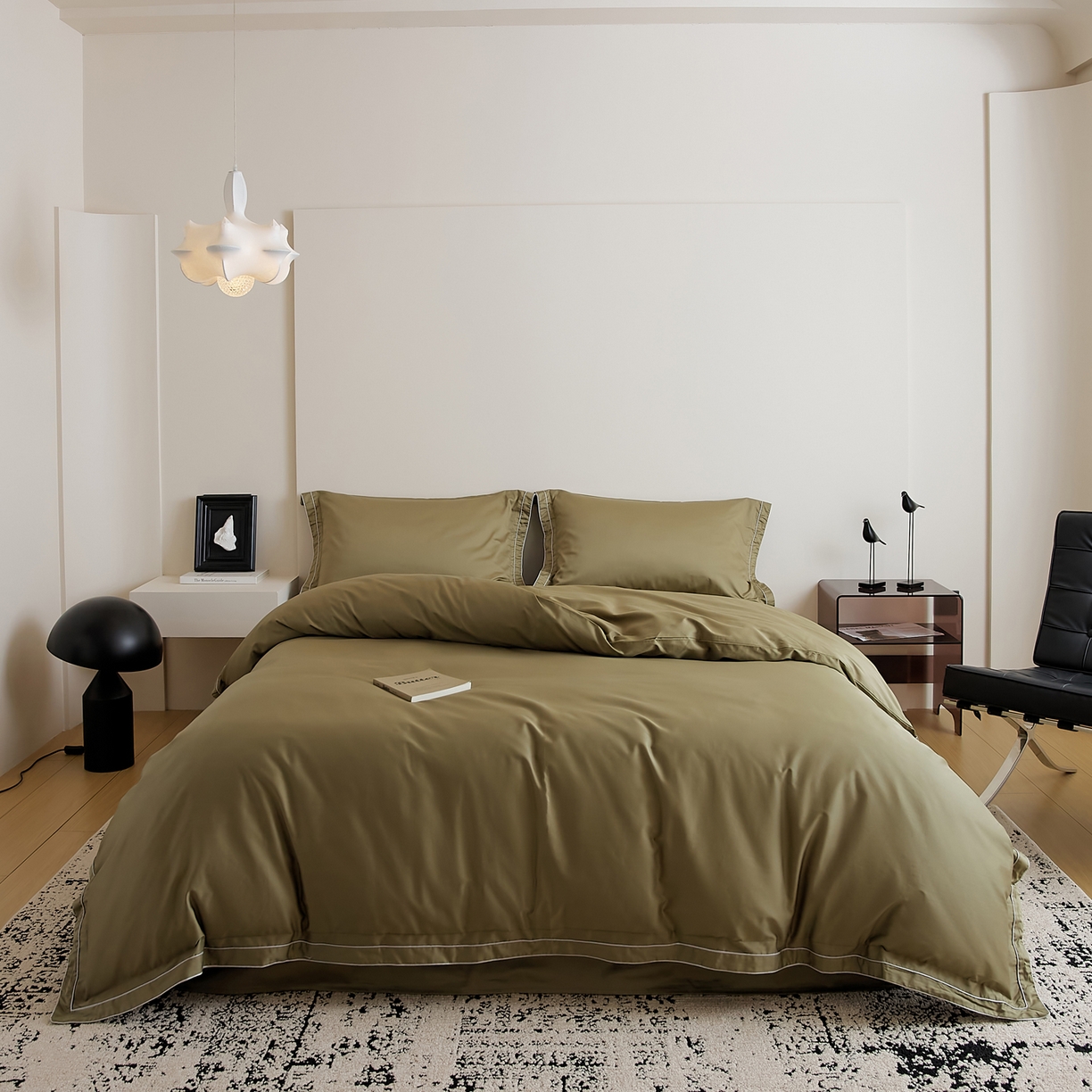 91家纺网 家纺一手货源 找家纺 EH家居 2025新款秋冬长绒棉全棉纯棉四件套-云锦 云锦-橄榄绿