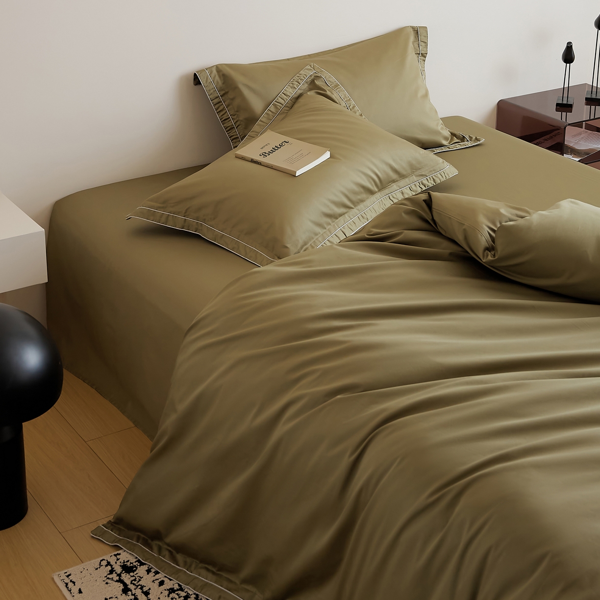 91家纺网 家纺一手货源 找家纺 EH家居 2025新款秋冬长绒棉全棉纯棉四件套-云锦 云锦-橄榄绿