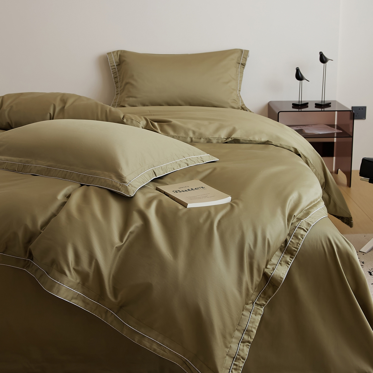 91家纺网 家纺一手货源 找家纺 EH家居 2025新款秋冬长绒棉全棉纯棉四件套-云锦 云锦-橄榄绿