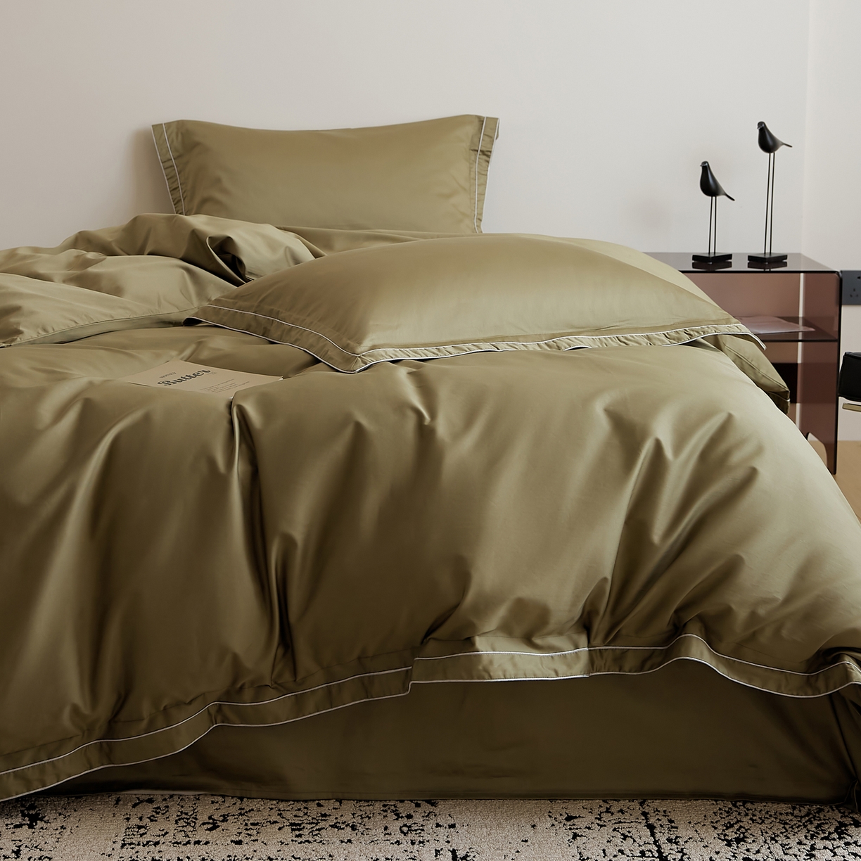 91家纺网 家纺一手货源 找家纺 EH家居 2025新款秋冬长绒棉全棉纯棉四件套-云锦 云锦-橄榄绿