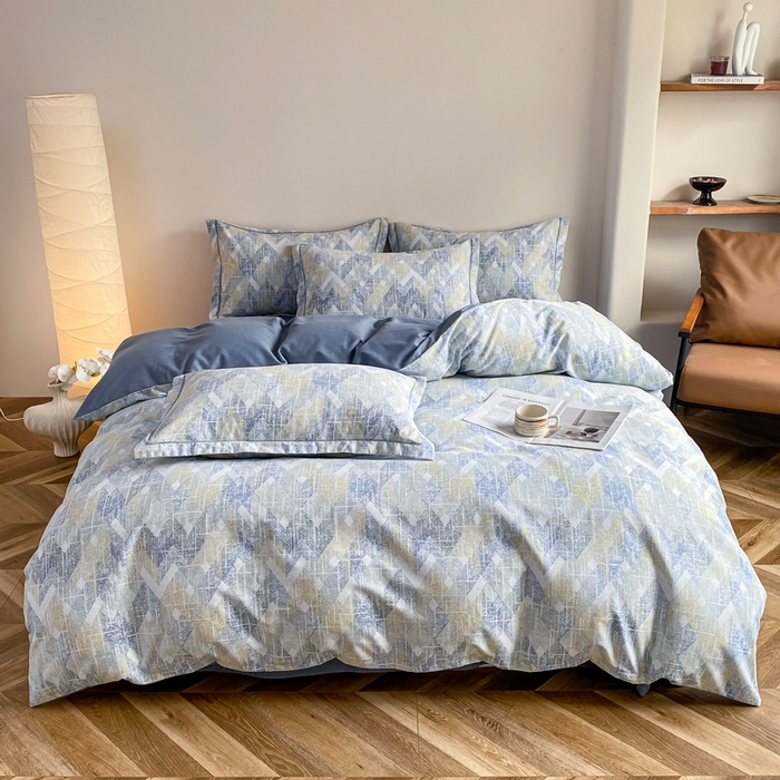 大吉  2025新款加厚活性喷气磨毛棉四件套被套床单床笠学生单人三件套 光影之间-蓝