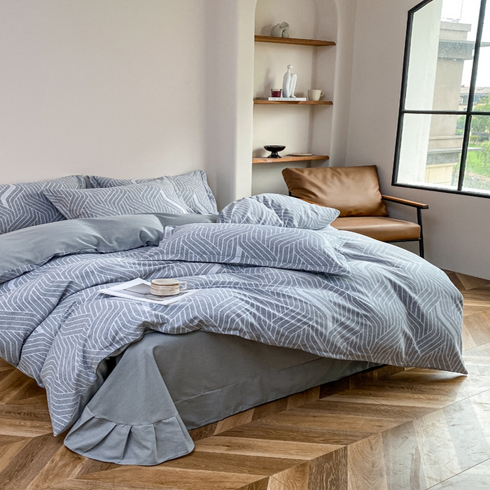 91家纺网 家纺一手货源 找家纺 大吉 2025新款加厚活性喷气磨毛棉四件套被套床单床笠学生单人三件套 简约