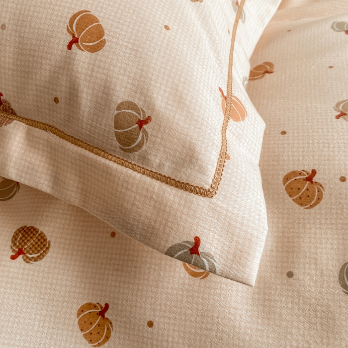 91家纺网 家纺一手货源 找家纺  大吉 2025新款加厚活性喷气磨毛棉四件套被套床单床笠学生单人三件套 南瓜派