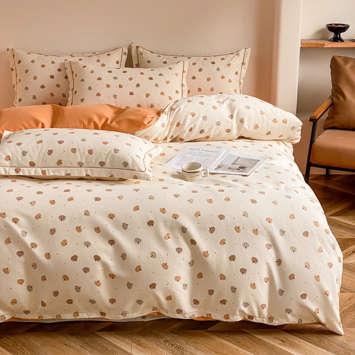 91家纺网 家纺一手货源 找家纺  大吉 2025新款加厚活性喷气磨毛棉四件套被套床单床笠学生单人三件套 南瓜派