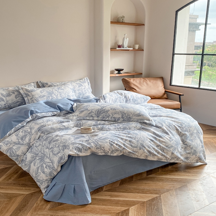 91家纺网 家纺一手货源 找家纺 大吉 2025新款加厚活性喷气磨毛棉四件套被套床单床笠学生单人三件套 柠檬树（拍摄2）